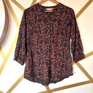 Utsa Leaf Print Brown Tunic size medium